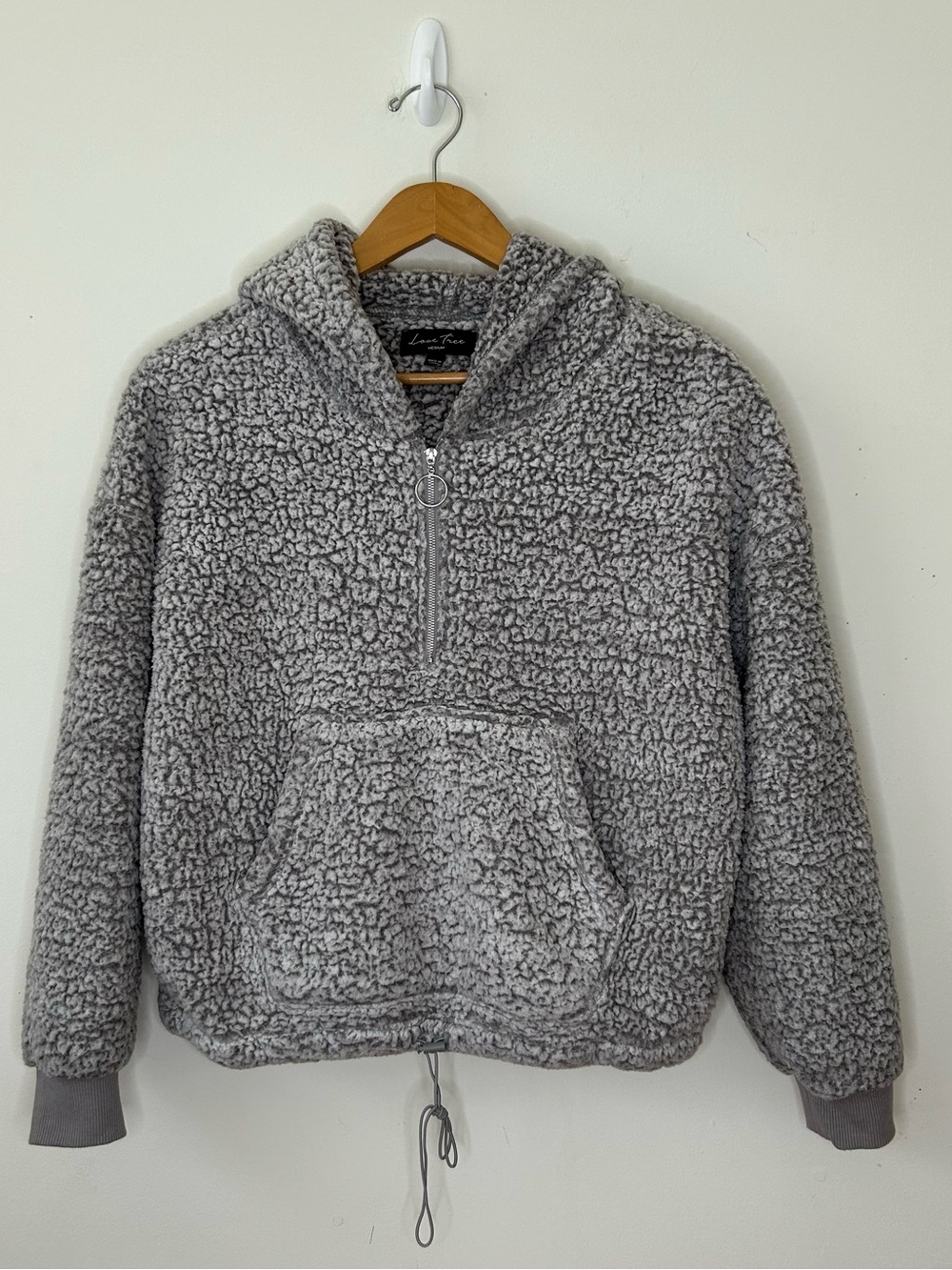 Love Tree Gray Sherpa 1/2 Zip Pullover Hoodie Women’s Sherpa Size Medium